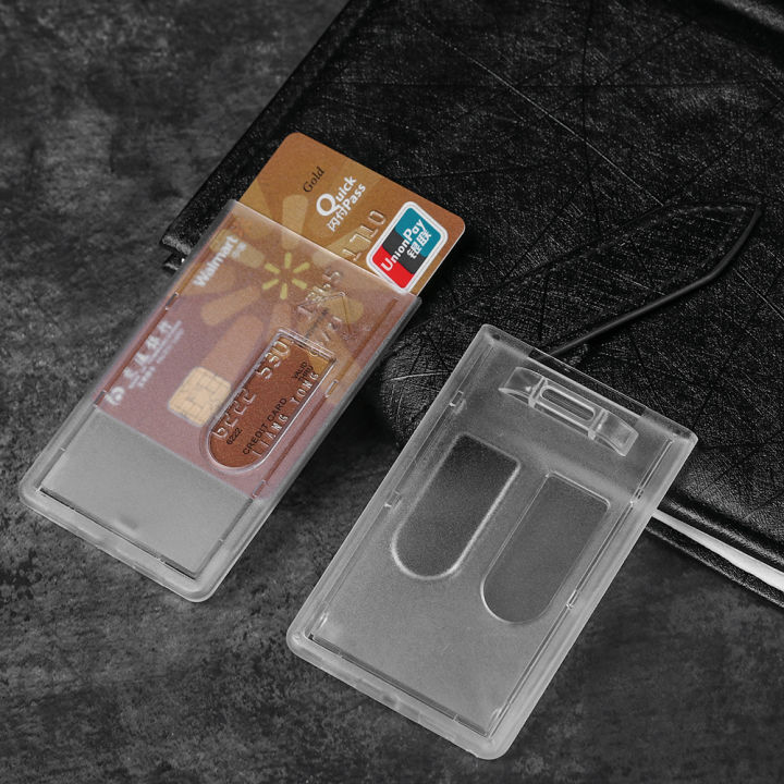 New Unisex Work Card Holders Portable Practical ID Card Pouch Name Card Sleeve ID Business Case Hard Plastic Protector Cover