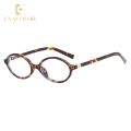 Enacolor Retro Leopard Print Ellipse Frame Glasses, Myopia 0-400 Fashion Glasses, Women Small Face Anti-blue Light Glasses, Computer Anti-radiation Glasses,Unisex Comfort. 