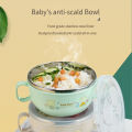 Hamshmoc Stainless Steel Baby Feeding Bowl Spoon Dust Protection Sealing Children'S Bowl And Spoon Set Anti-Scald Insulation Baby Tableware Self-Eating Training. 