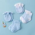 4Pairs/Lot Lace Ruffles Baby Socks Gloves Set Breathable Cotton Infant Socks Anti Scratch Newborn Protection Face Mittens Socks. 