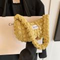 Hot Sale Plaid Quilted Shoulder Bag Pleated Bubbles Trendy Underarm Bag Casual Large Capacity Dumpling Bag Party.