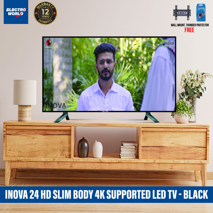 Inova 24 HD Slim Body 4k Supported LED TV - Black