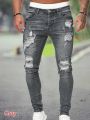 Men Jeans Regular Fit Hole Jean Pants Spring Autumn Streetwear Mens Casual Denim Ripped Skinny Trousers Slim Biker Outwear Pants.
