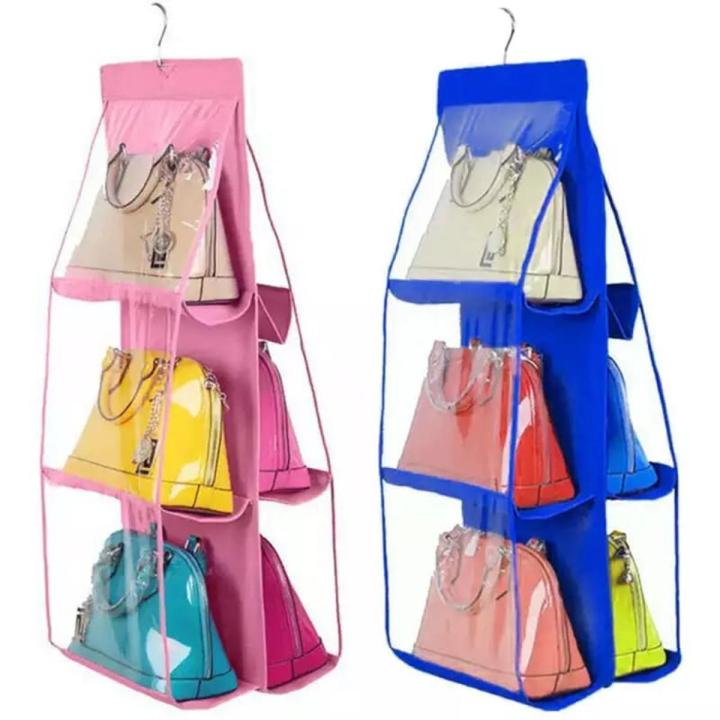 6 Pocket Hanging Purse Organizer Bag Hanging Organizer-Multicolour