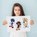Hedgehog Sonic Action Chart Manual Sticker Cartoon Anime Sonic Parent Child Interactive DIY Puzzle Toy Children's Birthday Gift. 