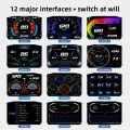 Smart Car Inclinometer Level Tilt Meter Digital HUD G-PS Speed Meter OBD Speedometer Display Speed, Voltage, Water Temperature Roll Angle, Pitch Angle, Over-speed Alarm Safe Driving. 