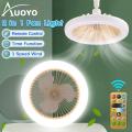 Auoyo 2 in 1 LED Fan Light Ceiling Light with Fans Intelligent Remote Control E27 Spiral Aromatherapy Fan Light  For Bathroom Kitchen Bedroom Night Market Ceiling Fan with Light. 