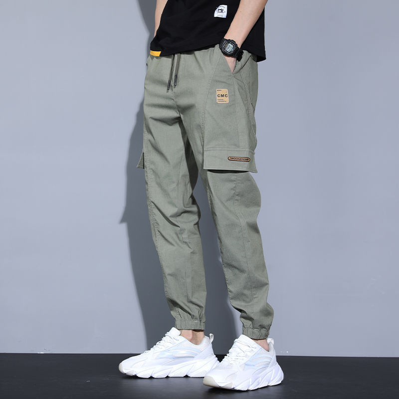 【Free shipping】 Summer thin pants men's new harem overalls men's loose sports trendy all-match ankle-tied casual trousers
