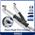 2-in-1 Air Inflator Hose Nozzle for Head Chuck Gauge Car Tire Pressure. 