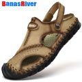 Sandals Men Leather Luxury Summer Beach Classic Hollow Breathable Soft Comfortable Slippers High Quality Big Size Roman Shoes. 