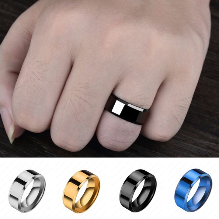 Titanium Steel Finger Rings Set For Man  Silver Gold Black Blue Titanium Steel Ring