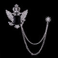 Wings Crown Stoned Chain Brooch Lapel Pin Fashion Suit/Outfit Accessories For Men & Women. 