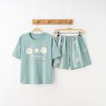 Flowers Pattern Pajamas Women Summer Short Sleeves Shorts Sleepwear Cotton Pijama Comfort Nightwear Plus Size Pyjamas. 