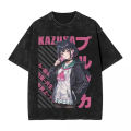 Blue archive kyouyama Kazusa washed T shirt streetwear hip hop vintage T-shirts anime tees for Men 100% cotton Harajuku printed.
