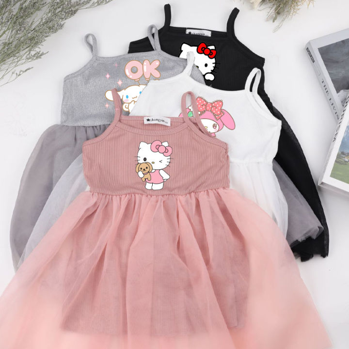 Kawaii Sanrio Hello Kitty Cinnamoroll My Melody Kids Dresses Summer Baby  Girl Halter Princess Dress Cartoon Children Clothing | Daraz.com.bd