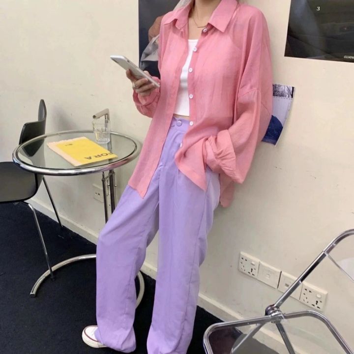 2022%20New%20Summer%20Long%20Sleeve%20Chiffon%20White%20Shirt%20Women%20Transparent%20Button%20Sun%20Protection%20Ladies%20Blouse%20Beach%20Female%20Clothing%20-%20Image%205