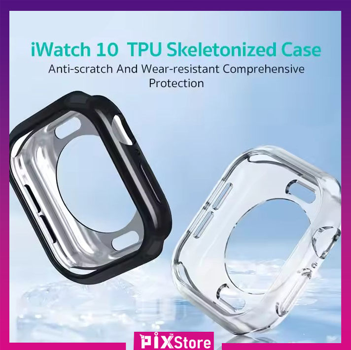 Pix Apple Watch S10 Soft Protective Case- Apple iWatch S10 Generation Watch Back Side Case For S10 42mm/46mm- Half Pack Hollow Silicone Protective Case S10 Smart Watch Case