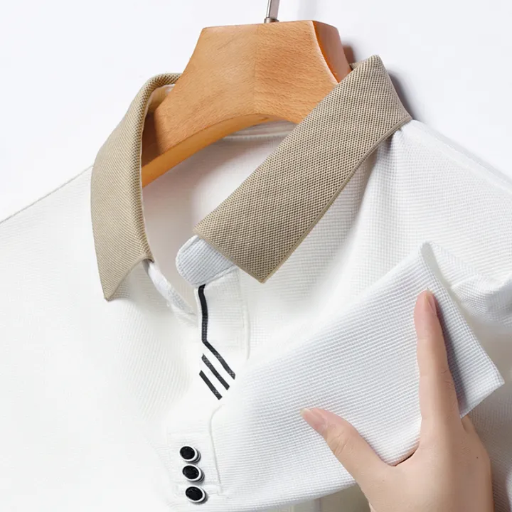 Korean%20Handsome%20New%202024%20Summer%20Ice%20Silk%20Polo%20Shirt%20Loose%20Breathable%20Short%20Sleeved%20Thin%20Polo%20Striped%20Casual%20Tops%20Men's%20Clothing%20-%20Image%206
