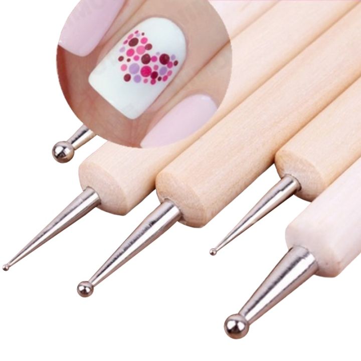 5Pcs Way Wooden Dotting Pen Marbleizing Tool Nail Art Dot