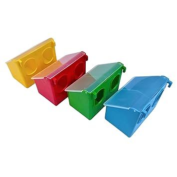 1Pcs Pigeon Plastic Feeder, Dove Bird Water & Food Feeding Hanging Box for Poultry Chicken Pigeon Parrot Budgie Parakeet Cage (Two Holes)