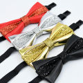 Fashion banquet wedding men's bow tie PU leather men's bow tie trendy monochrome bow tie noeud papillon enfant mariage. 