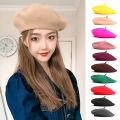 Women Soft Beret Thick Fabric Winter Plush Warm Hat Elegant Fashion Girl Lady Multi-colored Hat 1Pcs. 