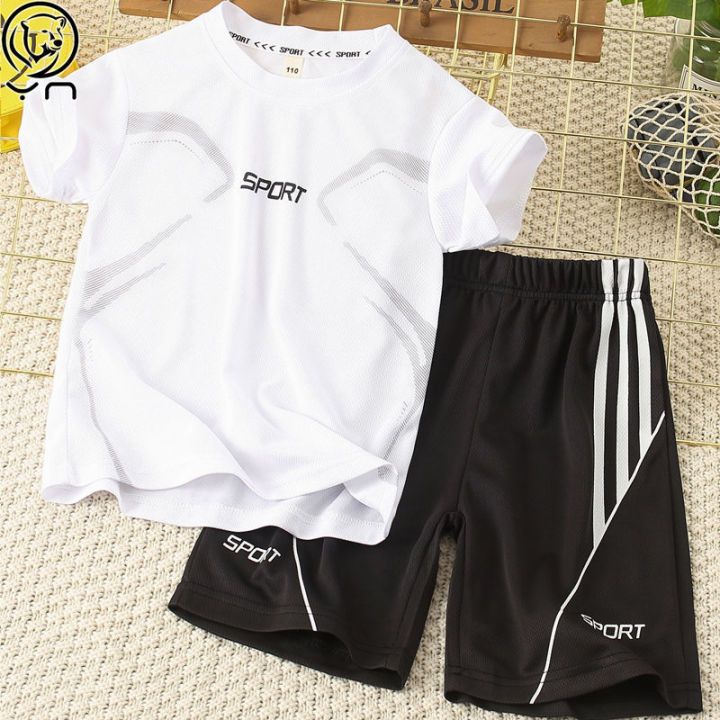 Summer%20Boys'%20Suit2022New%20Short-Sleeved%20Shorts%20Children's%20Two-Piece%20Suit%20Sports%20Quick-Drying%20Top%20Medium%20and%20Large%20Children%20Basketball%20Wear%20-%20Image%202