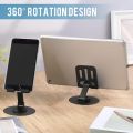 360° Rotating Full Metal Phone & Tablet Stand – Aluminum Alloy Adjustable Desktop Holder for Mobile Devices.