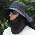 LouisWill Men's Sun Hat Fashion Fisherman Hat Summer Sun Protection Hat Outdoor Hiking Hat Anti-UV Hats Quick Dry Fisherman Cap Visor Hat With Removable Face Cover Windproof Strap Sports.