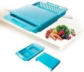 3 in 1 Chopping Board with Tray and Strainer , Plastic Cutting Board for Meats Vegetables Fruits Chicken Set of 1 Chopping Boards.
