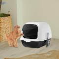 Hooded Cat with Lid Enclosed Cat Toilet Pet Supplies Sandbox Black. 