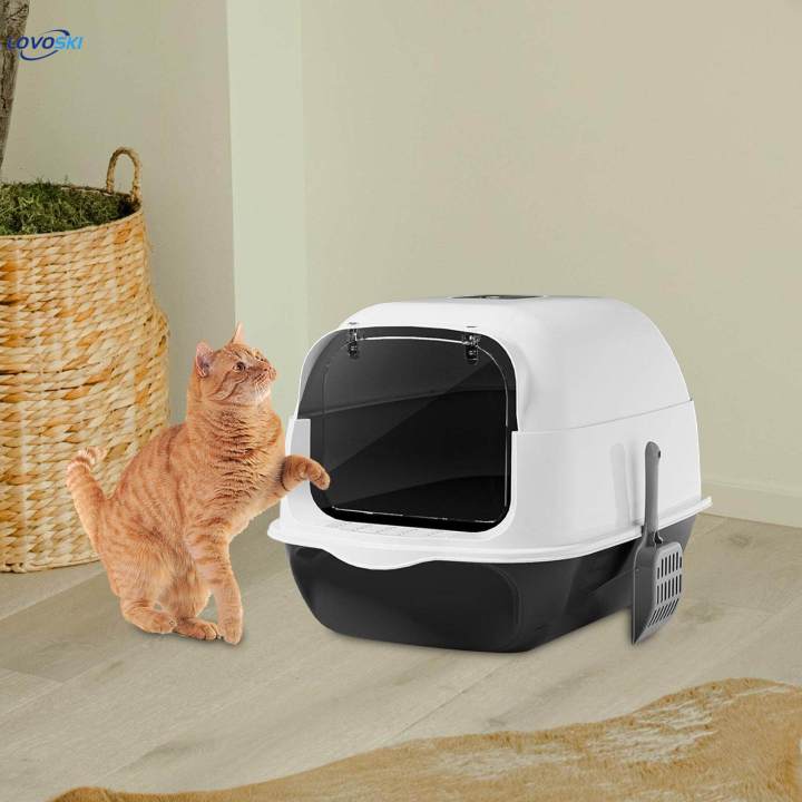 Hooded%20Cat%20with%20Lid%20Enclosed%20Cat%20Toilet%20Pet%20Supplies%20Sandbox%20Black%20-%20Image%207
