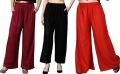 Set Of 3 Solid Cotton Relaxed Women Plazo Pants Wear For Ladies. 