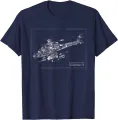 AH-64 Apache Helicopter Blueprint Shirt Summer Cotton O-neck Short Sleeve T-shirt. 
