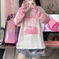 Hello Kitty cute Japanese and Korean y2k top women T shirt 2023 new loose two piece long sleeved t shirt women. 