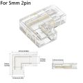 Quick Connect 90 Degree COB LED Connectors 5/8/10mm Solderless Transparent L Shape Cover Connectors L Shape Corner For CCT FCOB RGB Strip Lights 2/3/4 Pin Connector.