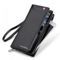 WILLIAMPOLO Men Wallets Long Clutch Zipper Wallets for Business Men Soft Leather Clutch Bags Black - Wallet.