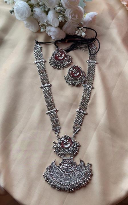 Indian Fashion Oxidised Silver Jewellery Looklike Choker Necklace Set for  Women Girls