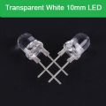 100Pcs - Transparent 10mm WHITE LED Light 10mm LED Light WHITE Light Bulbs 10mm Round LED Light Emitting Diode 10mm WHITE LED For Indicator Light LED 10mm Transparent WHITE LED. 