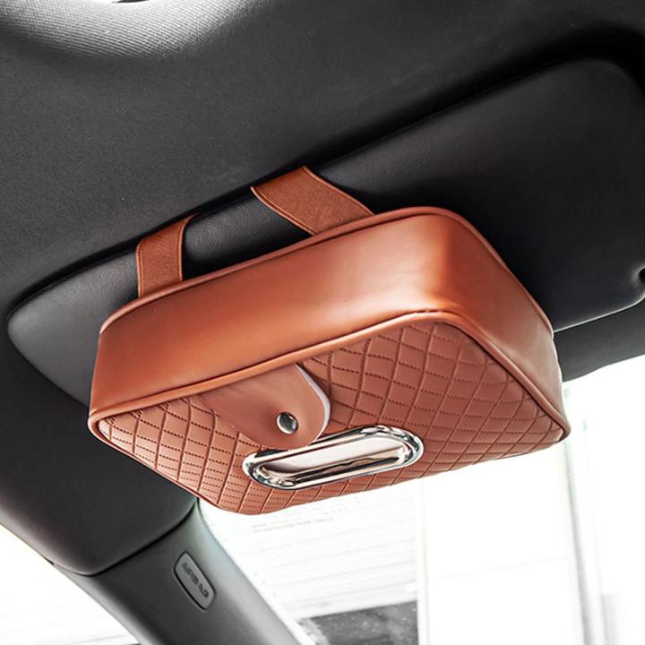 SL Car Tissue Holder PU Leather Backseat Tissue Case With Adjustable Strap Wipes Dispenser Interior Parts