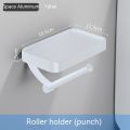 Nail Free Grey Toilet Paper Holder Aluminum Wall Mounted Toilet Paper Roll Holder Bathroom Accessories WC Decor Storage Shelf. 