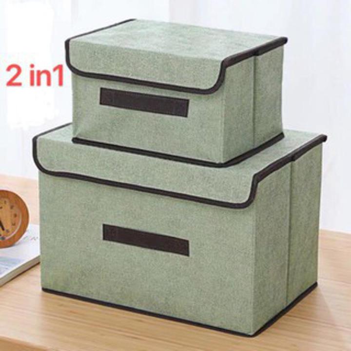 supergogosupply #COD 2in1 Plain Color Foldable Storage Box Organizer With Cover set Multifunction