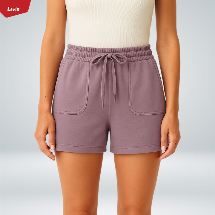 Women's%20Casual%20Drawstring%20Waistbelt%20Cotton%20Terry%20Shorts%20From%20Levin%20-%20Image%206