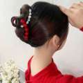 High end bean hair clip with Chinese style red color simple elegant grip headband light and versatile at back of the head. 