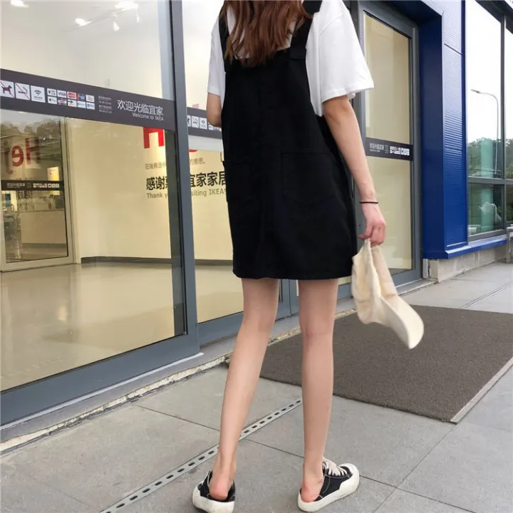 Summer%20Korean%20Style%20Large%20Size%20Loose%20Slimming%20Denim%20Suspender%20Skirt%20Women's%20Small%20All-Matching%20Youthful-Looking%20Suspenders%20Jumpsuit%20Short%20Skirt%20Fashion%20-%20Image%203