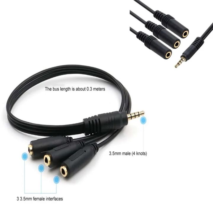 3.5mm%203%20Way%20Port%20Aux%20Multi%20Headphone%20Earphone%20Audio%20Splitter%20Adapter%203.5mm%20Jack%20HUB%20Splitter%20Audio%20Cable%201%20Male%20to%203%20Female%20-%20Image%202