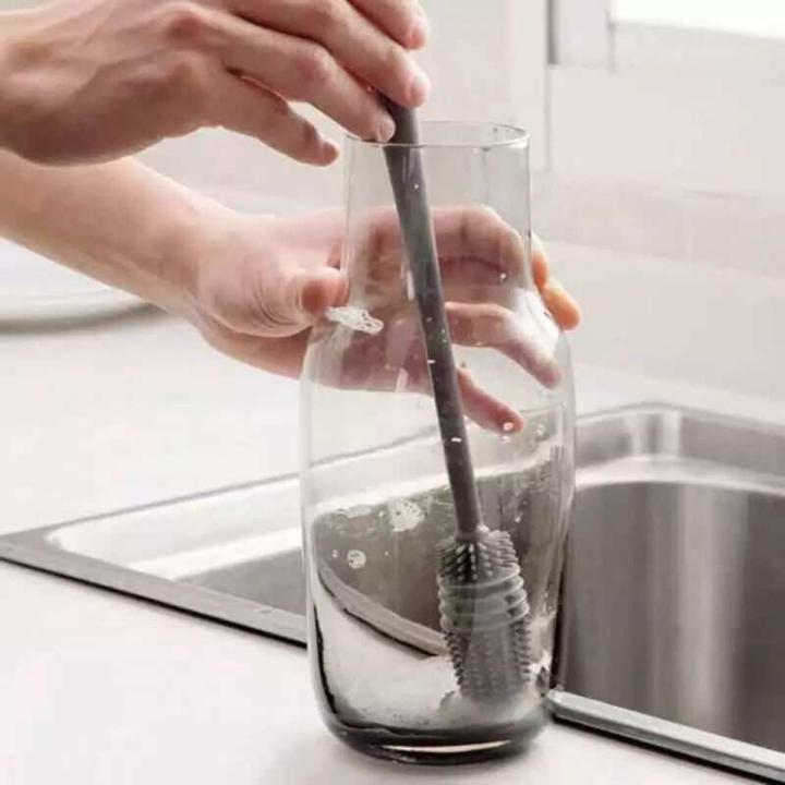 Silicone Bottle Brush with Long Handle Glass Cleaner for Vase