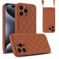 Rhombic Texture Phone Case with Dual Lanyard For iPhone 11 Pro Max/iPhone 12 Pro/iPhone 14 Plus/iPhone 14 Pro/iPhone 12 Pro Max/iPhone 15 Pro Max/iPhone 15 Pro/iPhone 11 Pro/iPhone 15/iPhone 13 Pro/iPhone 13 Pro Max/iPho.