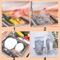 Easy Clean 304 Stainless Steel Stainless Steel Dish Drying Rack Rustproof Layer Large Capacity Kitchen Sink Dish Drainer Multi-Functional Adjustable Design Adjustable Drain Basin Vegetable Storage. 