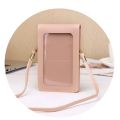 【DM bag factory Store】Women Female PU Leather s Mobile Phone Shoulder Bag Transparent Touch Screen Crossbody Bags Credit Card Case Ladies.